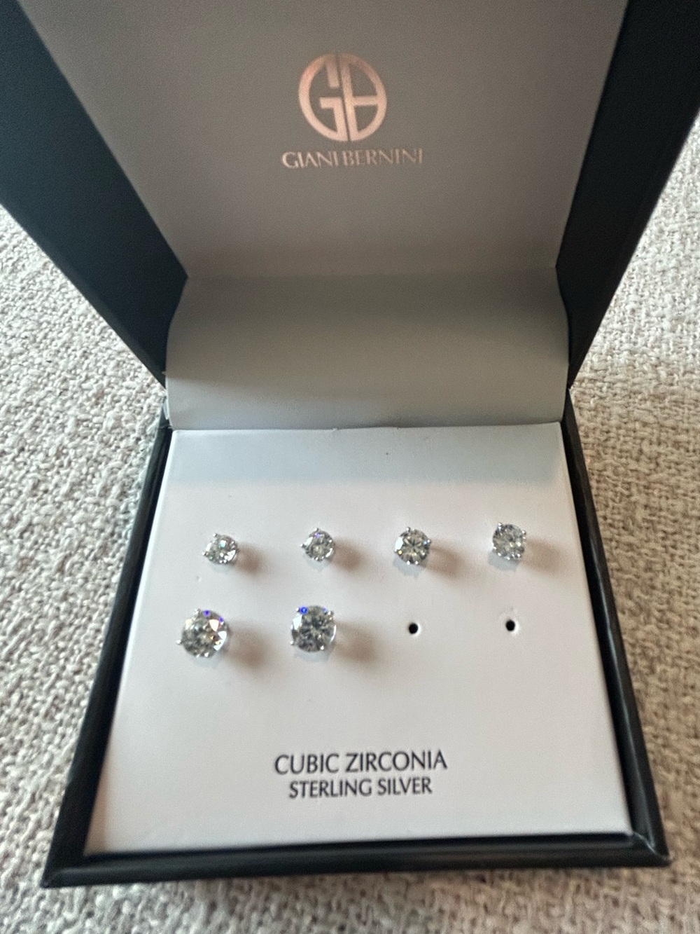 Giani Bernini Sterling Silver Cubic Zirconia Stud Earring Set (One pair missing) - Picture 5 of 5